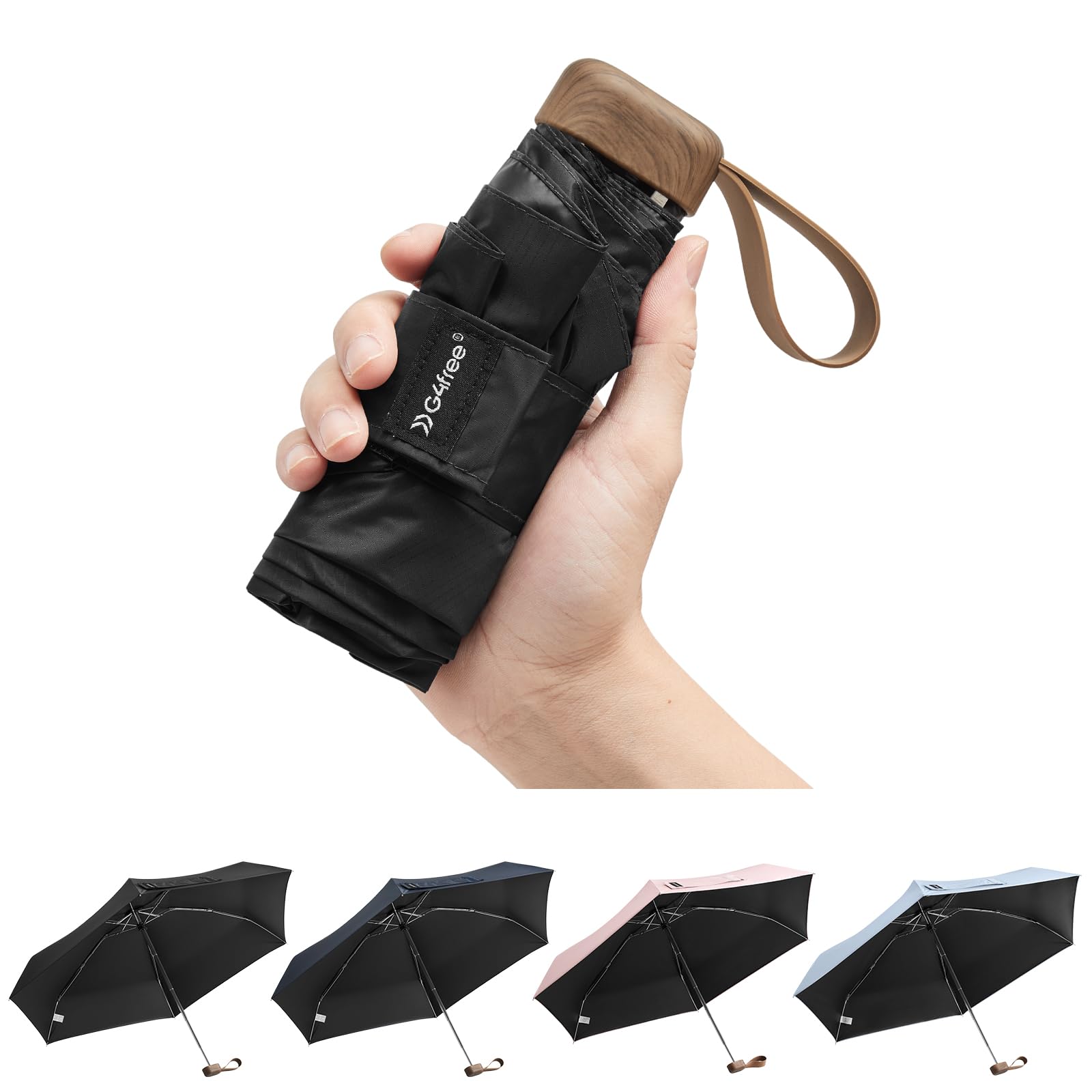 Photo 1 of G4Free Mini Travel Folding Umbrella for Purse, Compact UPF 50+ UV Protection Sun & Rain Small Umbrella, Lightweight Portable Parasol Fits in Pocket, Wallet for Women Men(Black)