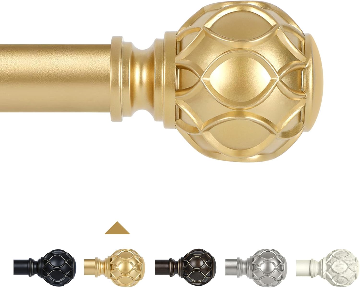 Window Treatment Hardware - TANGWIN Gold Curtain Rods for Windows 48 to 84 Inch(4-7ft),1 Inch Adjustable Curtain Rod,Heavy Duty Curtain Rods,Retro Netted Texture Finials Drapery Rods,Single Window Curtain Rod 36-88