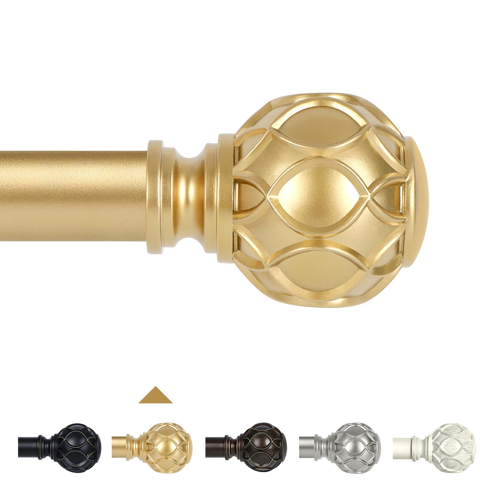 Photo 1 of TANGWIN Gold Adjustable Curtain Rods for Windows:36-88 Inch Farmhouse Heavy Duty Curtain Rod for Bedroom Living Room,Boho Decorative Rustic Drapery Rods with Vintage Coastal Texture Finial,Brass Gold