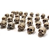 BinaryABC Mini Skull Figurine Miniature Skeleton Head Table Decor,Halloween Micro Landscape Figure,Halloween Prank Props,Haunted Dollhouse Accessories,20PCS(0.7