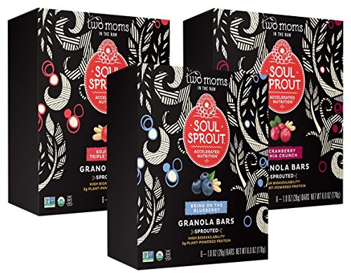 Soul Sprout by Two Moms Sprouted Gluten Free Granola Bars, Berry Variety, 6 Ounce (3 Count)