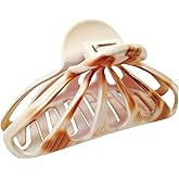 Parcelona French Rain Drop Ivory Beige Large Covered Spring Celluloid Jaw Hair Claw Clip Clamp Clutcher 4 Inches