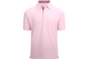 Alex Vando Mens Golf Shirt Moisture Wicking Quick-Dry Solid Short Sleeve Polo Shirts for Men