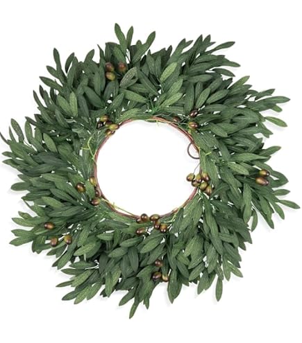 Couronne De Porte En Feuilles Vertes Artificielles, Diamètre ~50 Cm, Décoration Extérieure Ou Intérieure