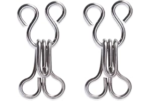 Lakesstory Nickel Hook and Eye Fasteners - Pack of 24, Stainless Steel, Hook Length 0.9"