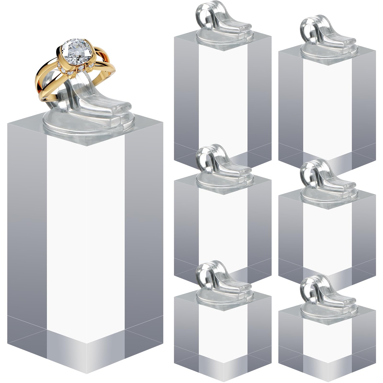 Holibanna Acrylic Ring Display Racks Holder: 7pcs Acrylic Cube Jewelry Ring Stand Jewel Trinket Holder Transparent Jewelry Organizer for Girls Ladies Women Valentine Day Souvenir
