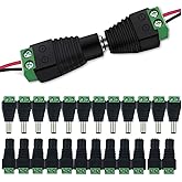 WWZMDiB 24 Pcs 12V DC Power Barrel Connectors Adapter Plug Jack 5.5mm x 2.1mm (12 x Male + 12 x Female)