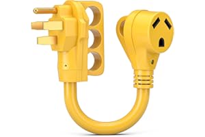 QNINE 50 Amp to 30 Amp RV Adapter Cord, NEMA 14-50P Male to NEMA TT-30R Female, RV Electrical Adapter with LED Power Indicator and Disconnect Handle, 12 Inch, ETL Listed