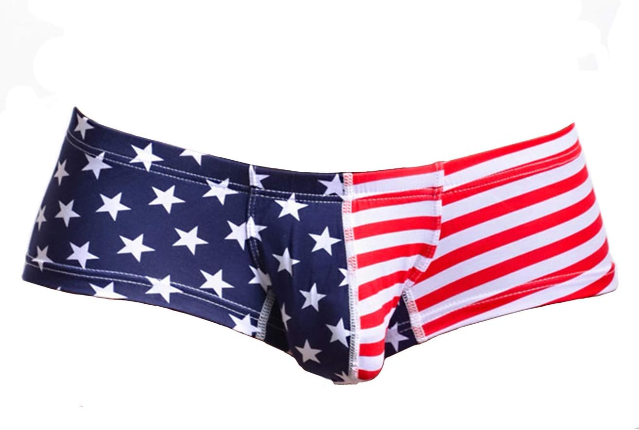 Ofocam Men's Briefs USA American Flag Underwear Bikini Swimsuit Beach Sport