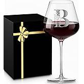 Initial Crystal Wine Glasses for Women Mom Day Best Mama Mommy Bonus New Ever from Mother Gifts Sister Daughter Son Christmas Xmas Birthday Groom Bride Personalized Custom Letter Monogrammed Present,B