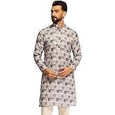 Sojanya (Since 1958 Men'S Cotton Linen Printed Long Kurta
