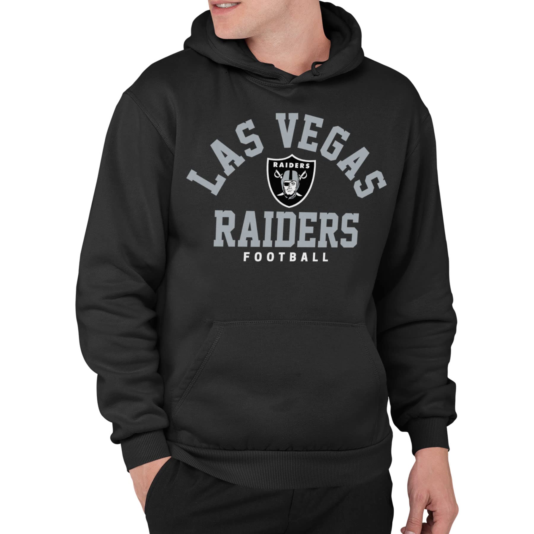 Junk Food Clothing x NFL - Las Vegas Raiders - Classic Team Logo - Unisex Adult Pullover Fleece Hoodie for Men and Women - Size 3X-Large , Black Image