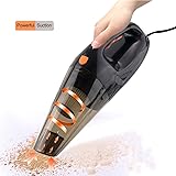 KULUSSY Car Vacuum Cleaner, Handheld Auto Vacuum of High Power Wet & Dry Car VAC Stainless Steel Strong Suction Mini Size DC 12-Volt 16.47ft(5M) Power Cable with a Carry Bag By