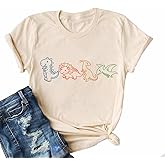 Dinosaur T-Shirt for Women Cute Dinosaur Pattern Funny Animal Print Short-Sleeve Shirt Vacation Top