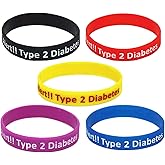 Lyndong 5 Pack Type 2 Diabetes Silicone Medical Alert ID Bracelet Wristbands