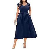 Plus Size Dresses for Women Summer Floral Wedding Guest Maxi Dress Formal V Neck Beach Party Long Dresses with Pocket