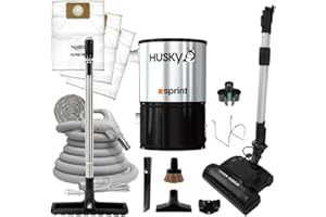 Husky Sprint Large and Powerful Central Vacuum System, 606 Airwatts Hybrid Filtration (with or Without Disposable Bags), Cove