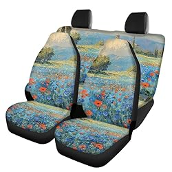 Semiouray Retro Floral Oil Painting Anti-Slip Car