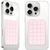QxbBox 2Pack Silicone Suction Phone Case Mount, Suction Cup with Strong Suction Power, Hands-Free Phone Accessories Holder, Silicon Adhesive Phone Stand Sticky for Cell Phone Light Pink