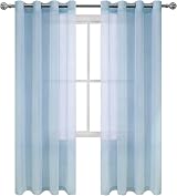 DWCN Sky Blue Sheer Curtains 2 Panels 52 x 90 Eyelet Top Voile Decorative view 5
