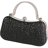 Covelin Evening Bag Sparkling Frosted Purses for Women Lady Shiny Party Elegant Handbag Wedding Bag with Chain