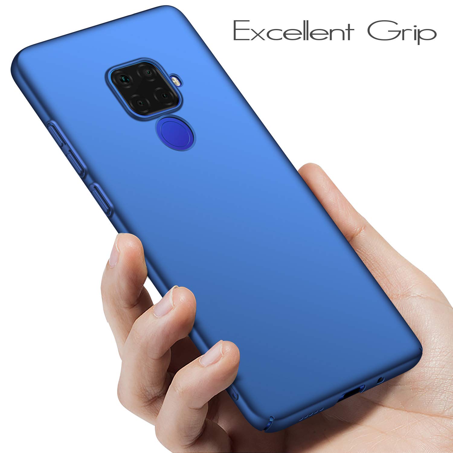 UCMDA Funda para Huawei Mate 30 Lite, Carcasa Huawei Mate 30 Lite con Protector de Pantalla, Fundas [Anti-Arañazo] Duro para Huawei Mate 30 Lite (Azul)