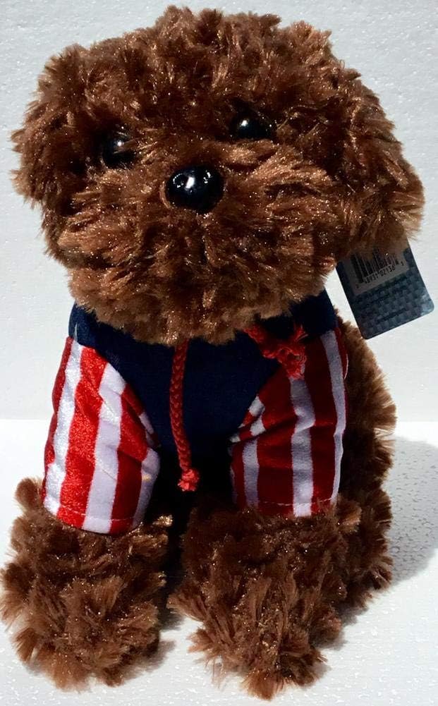 DBK Brown USA Poodle Stuffed Plush Puppy in Patriotic Hoodie