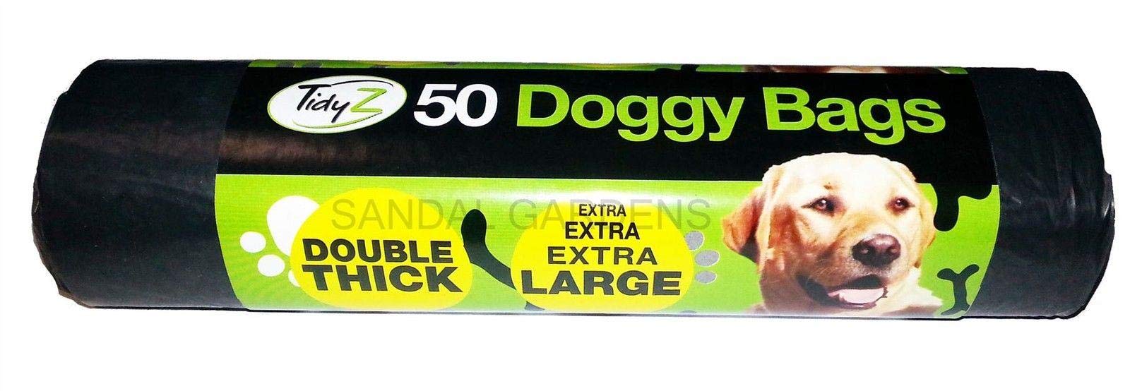 50 Pack Super Strong Extra Large Doggy Waste Bags with tie Handles