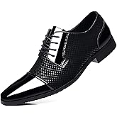 Feetly Men's Dress Shoes Patent Leather Oxfords Classic Lace-up Formal Tuxedo Shoes Business Wedding Derby Shoes Cap Toe Fashion