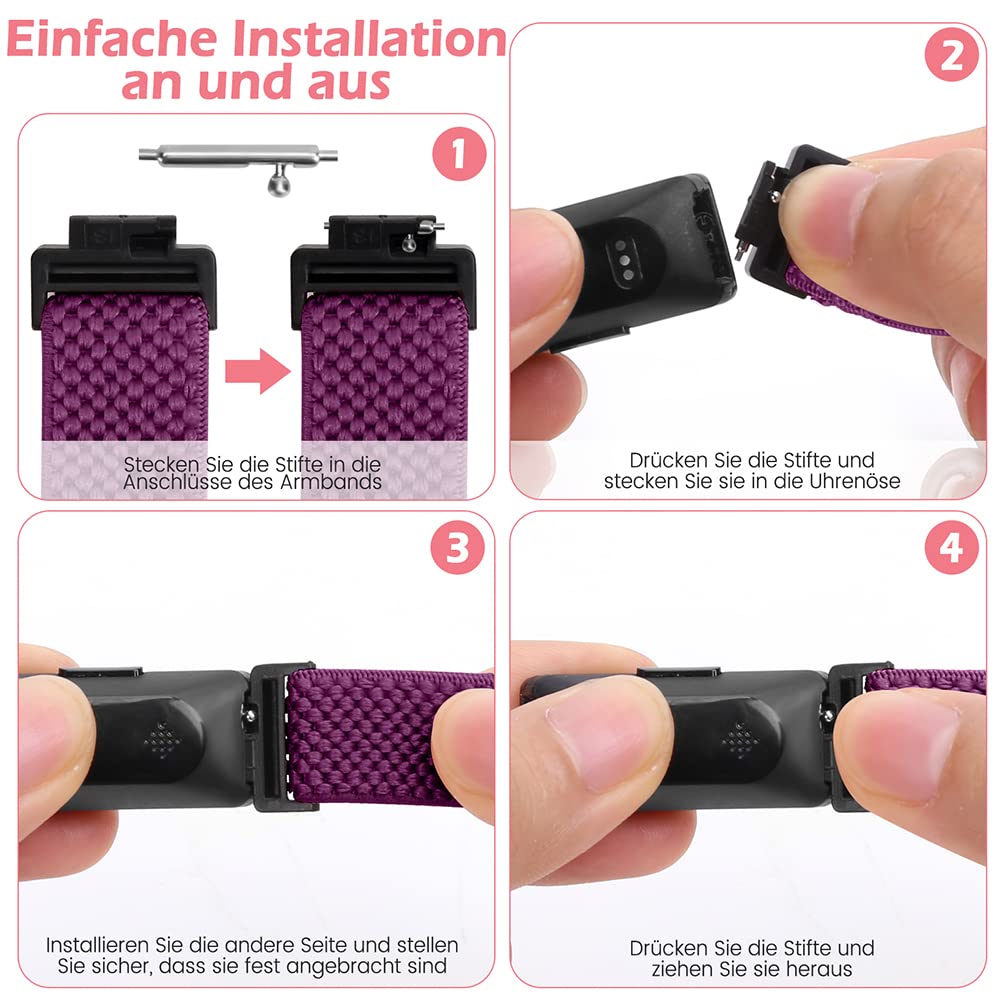 Yunshare Elastisch Nylon Armband Kompatibel mit Fitbit Inspire 3/Inspire 2/Inspire HR/Ace 2/Ace 3 Armband, Atmungsaktives verstellbares Ersatzarmband fur Damen Herren 3