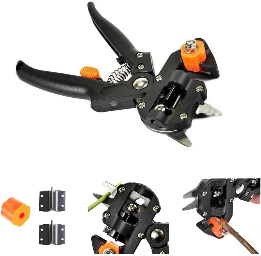 Lianqi Convenient & Professional 2 in 1 Multifunction Garden Grafting Tools set, Plant Branch Twig Vine Fruit Tree Grafting Shear,Grafting Scissors Cutting Blades Ω-Cut U-Cut V-Cut Use For Fruit Tree,