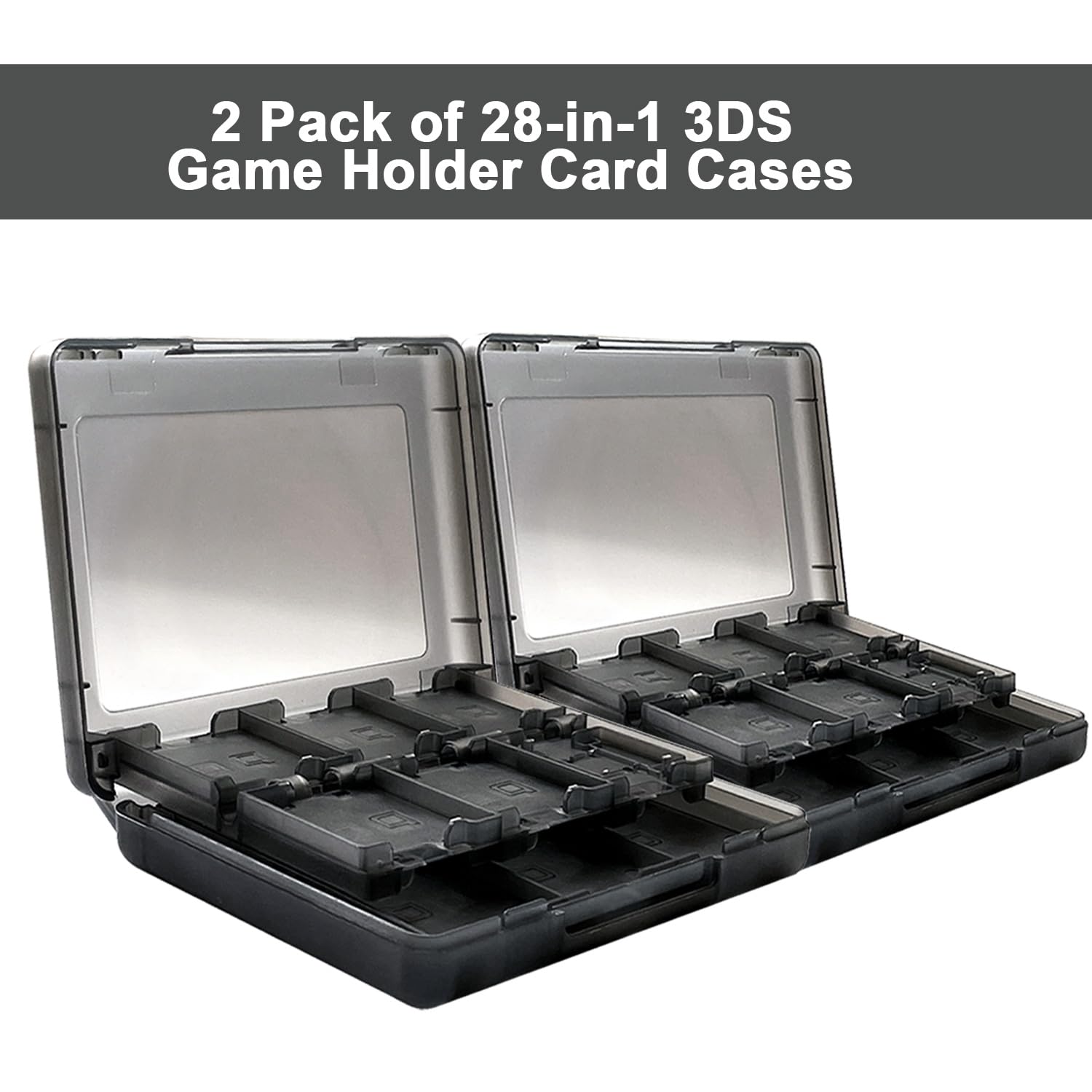 Sanviatime 2Pcs Game Case Holder 28 in 1 Memory Card Case 3DS Cartridge Box Playing Card Box Storage Organizer for Nintendo 3DS Video Games
