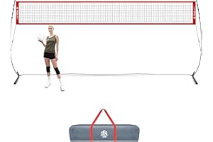 VSSAL 20FT Freestanding Volleyball Training Net for Backyard, Indoor or Outdoor, Instant Setup and 5 Adjustable Height Portable Volleyball Practice Warm Up Nets Set