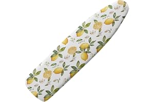 Vanideaoty Yellow Lemon Ironing Board Cover and Pad, Resist Scorching and Staining, 15x54 Heavy Duty Iron Pad Covers Standard Boards with Elastic Edges,