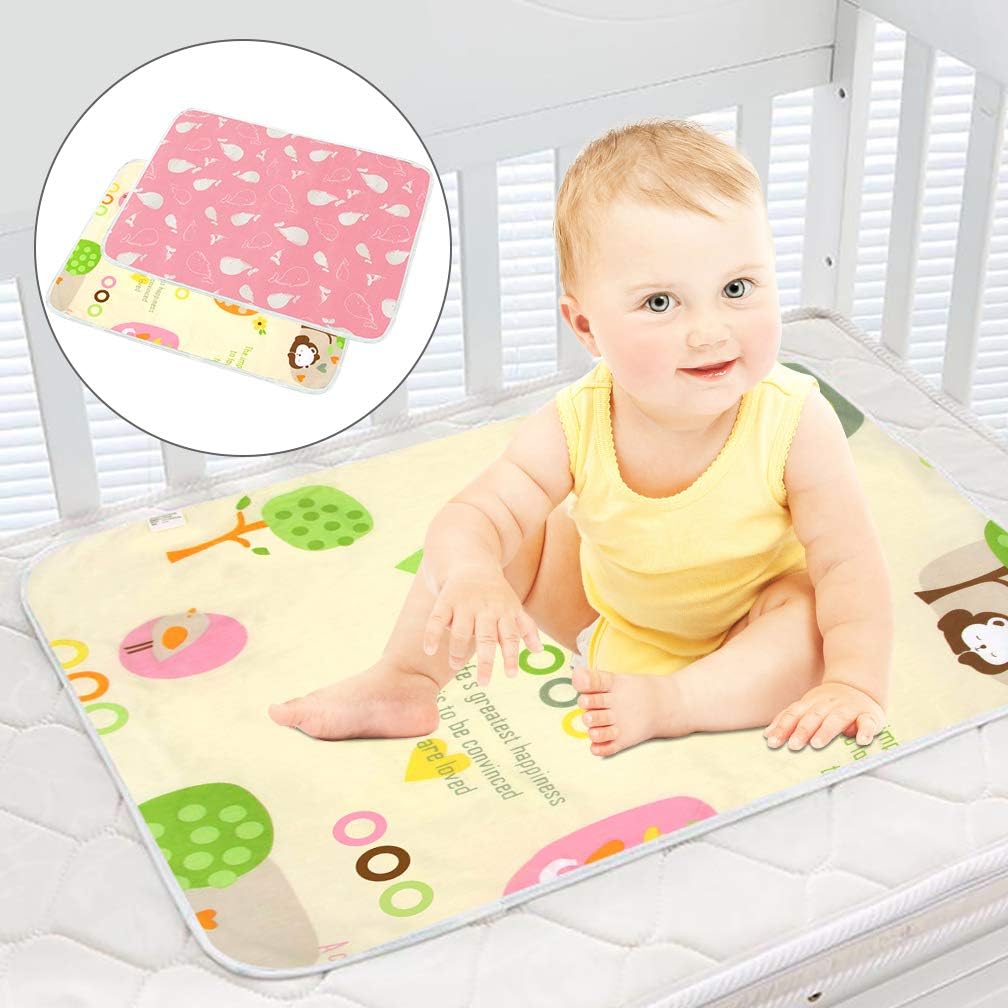 Baby Changing Pad, SACONELL 2 Pack Waterproof Change Mats Infants Portable Diaper Changer Mat for Home,Travel and Outside Idefair(Pink&Beige)