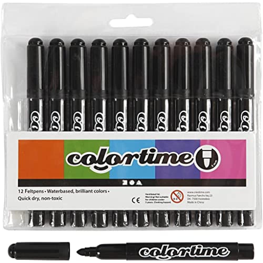 Colortime Marker, 5 mm line, black, 12pcs