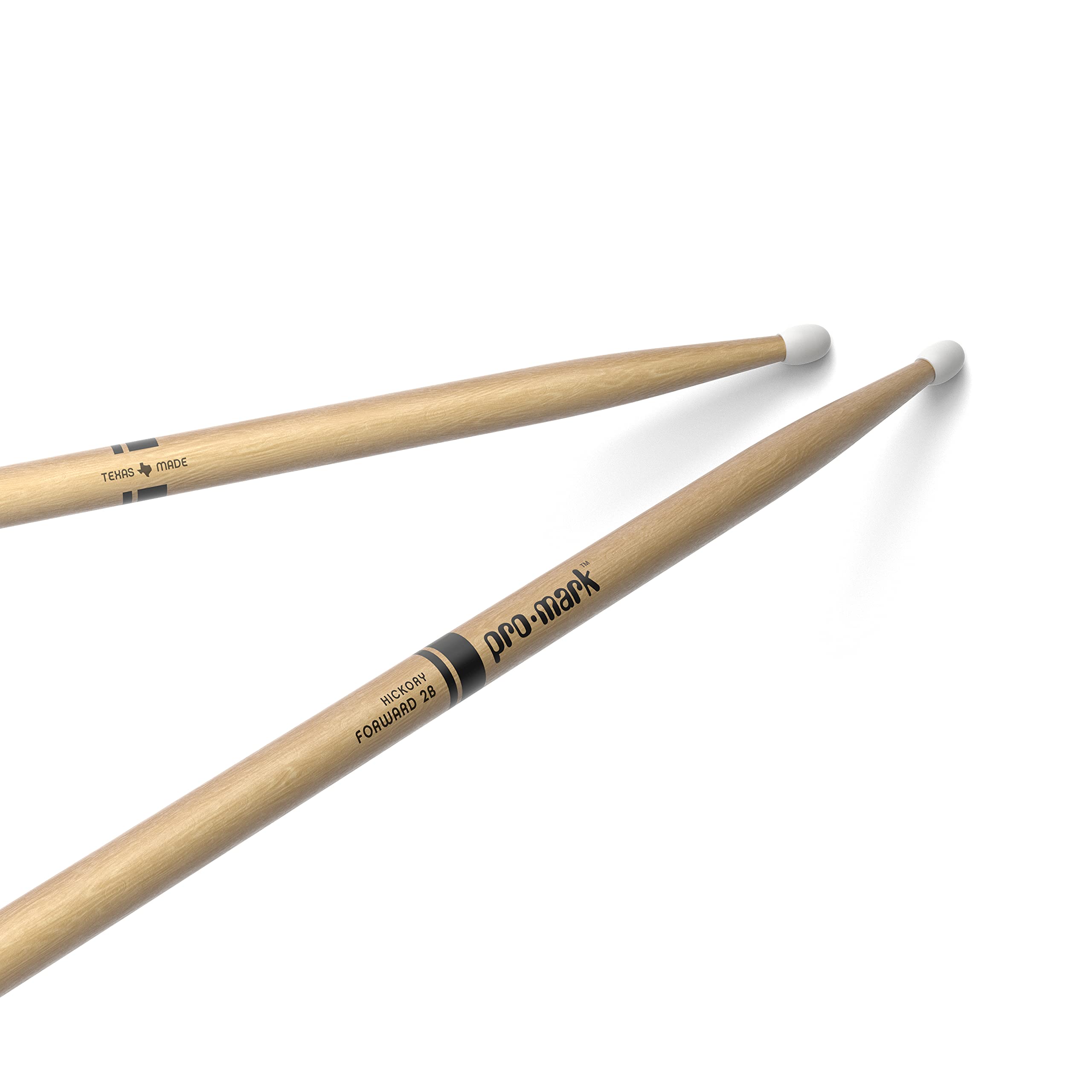ProMark Classic Forward 2B Hickory Drumsticks, Oval Nylon Tip, 1 Pair