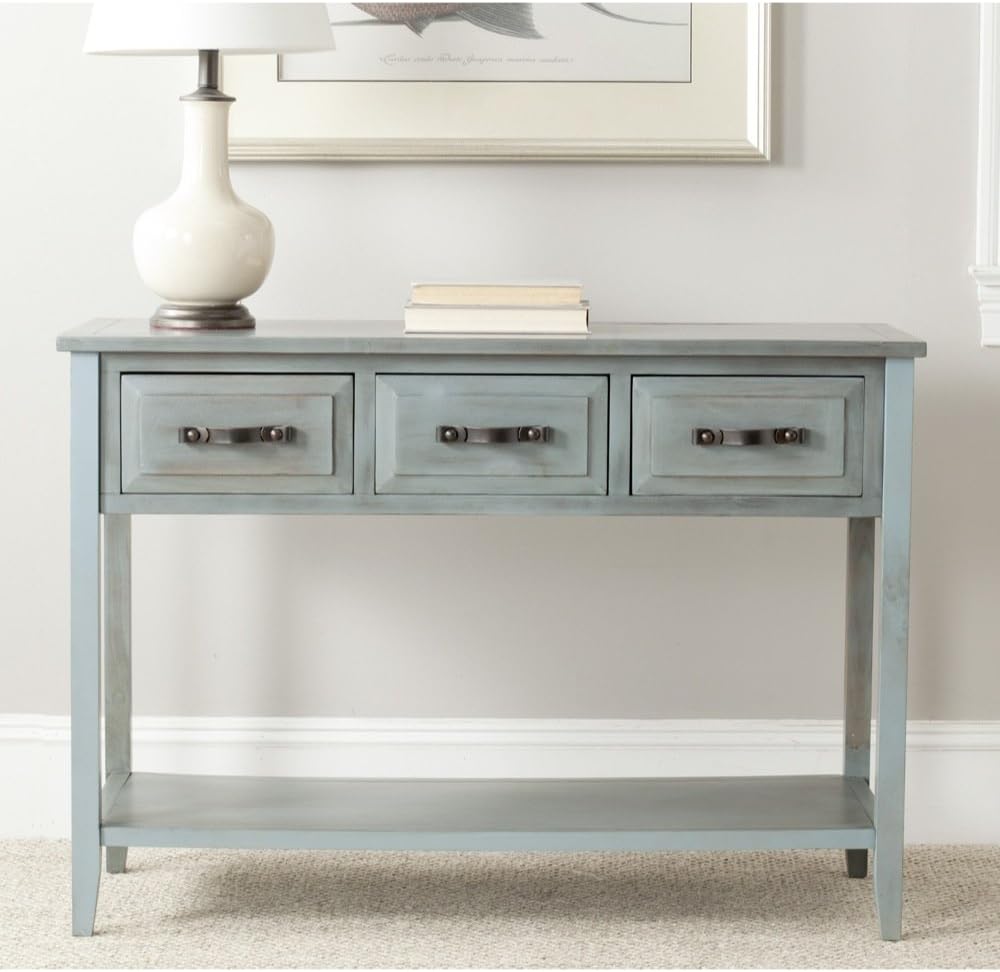 Best distressed white console table with drawers