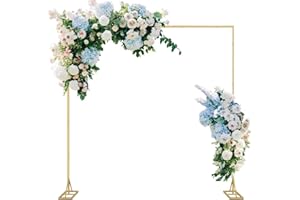 LING RUI Wedding Arches for Ceremony,8.2x8.2Ft Rectangular Balloon Arch Stand Kit, Metal Wedding Arch Backdrop Stand for Wedding Birthday Party Ceremony Anniversary Graduation Decoration-Gold