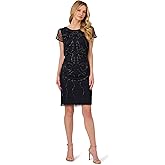 Adrianna Papell Womens Bead Popover Sheath Dress