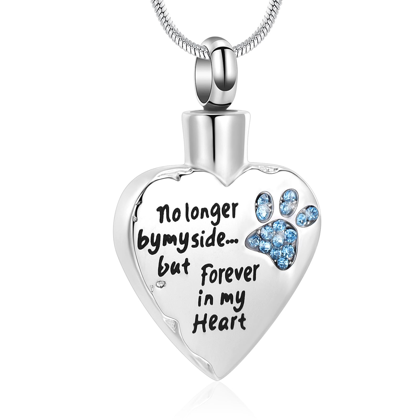 Minicremation Urn Necklaces for Ashes No Longer by My Side,But Forever in My Heart Carved Locket Cremation Urn Necklace for Pet Dogs Cats Ashes