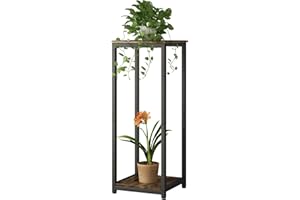 YIZAIJIA Plant Stand Indoor Corner Tall 2 Tier Metal Modern Flower Storage Plant Shelf Holder for Living Room Balcony Garden,Black (2 Tier-Black)