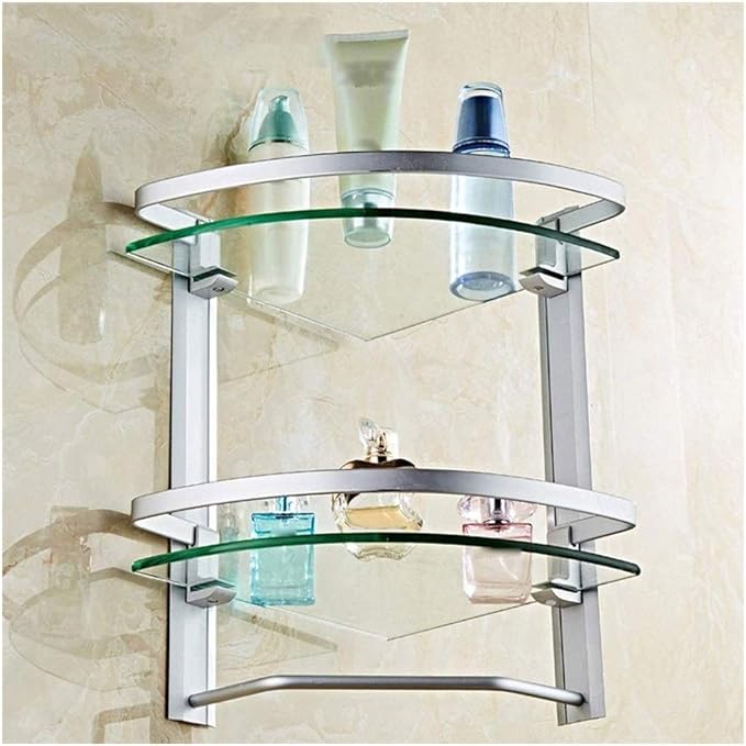 Shelf Towel Rack Tempered Glass Bathroom Thick Transparent Storage