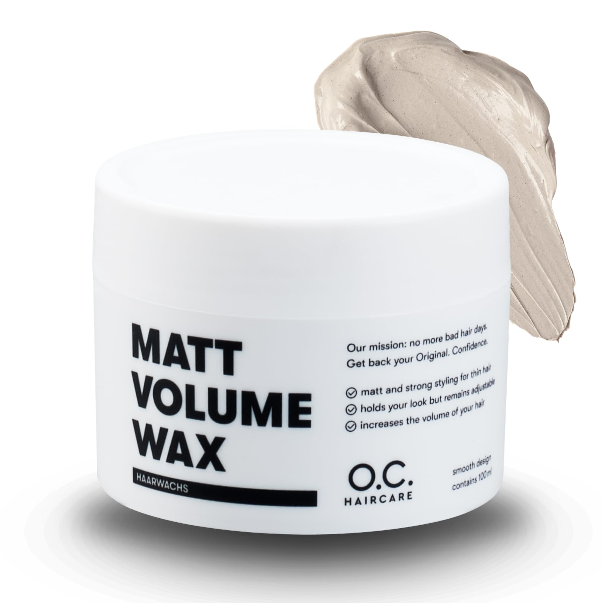 O.C. HAIRCARE Hair Wax - Matte Finish - with Strong Hold & Volume - Hair Wax Men - No Gluing - Ideal for Fine & Thin Hair - Test for 30 Days Risk-free - Made in Germany
