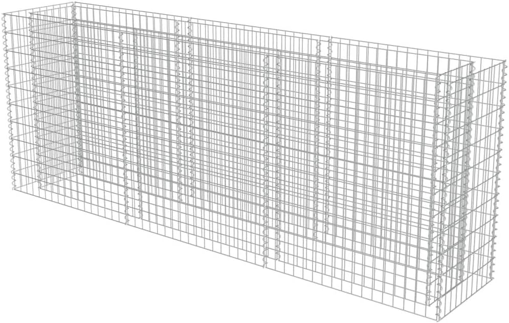 tidyard Gabionen Hochbeet | Gabionenk?rbe | befüllbare Steink?rbe | aus Stahl 270 x 50 x 100 cm (L x B x H), Silbern, Drahtkorb Blumentopf Gabione Pflanzenkorb