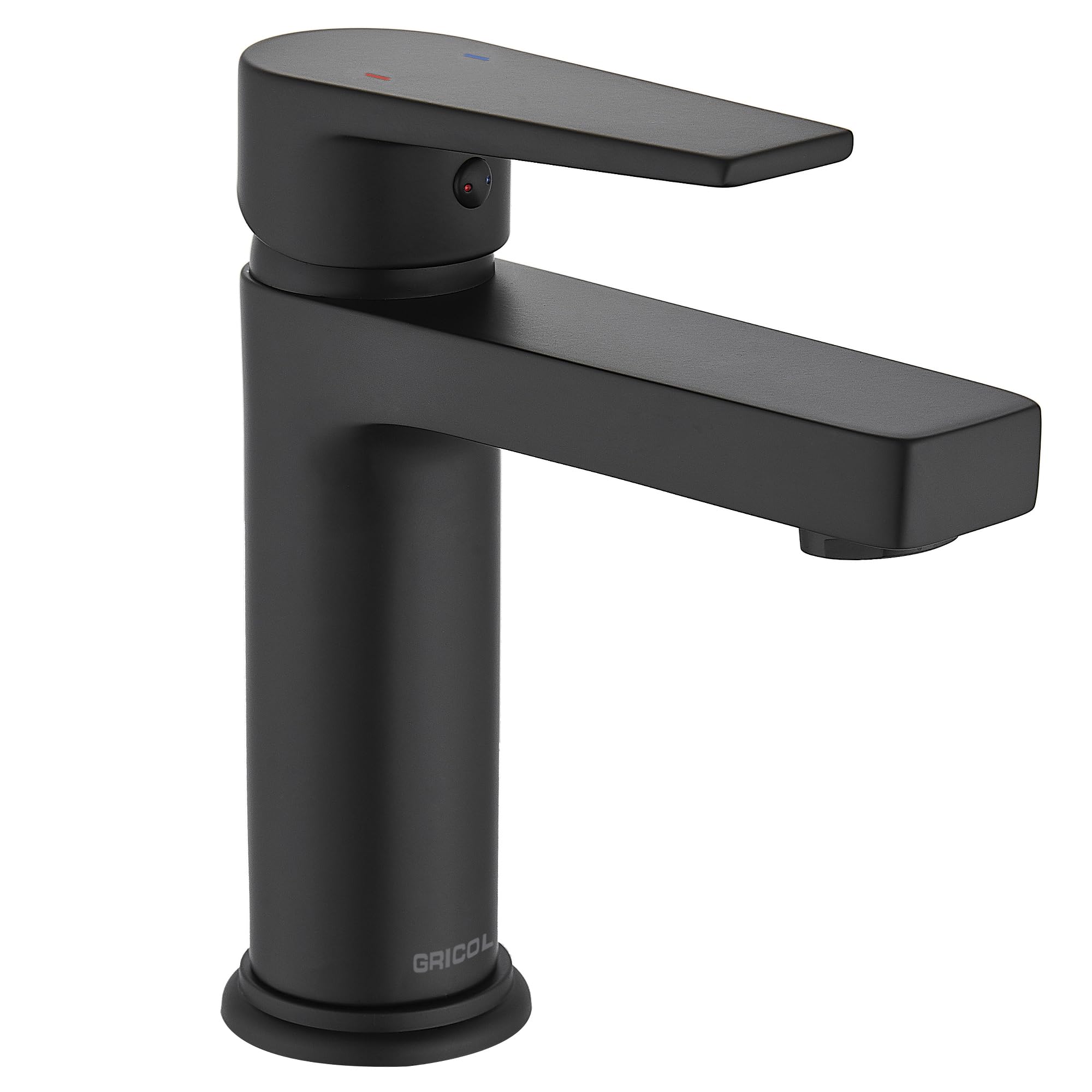 GRICOL Bathroom Sink Taps Basin Mixer Tap Single Lever Dual Flow Hot and Cold Solid Brass Bathroom Faucet Matte Black