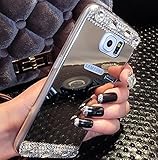 Galaxy S8 Plus Case,Inspirationc Beauty Luxury Diamond Hybrid Glitter Bling Soft Shiny Sparkling with Glass Mirror Back Plate Cover Case for Samsung Galaxy S8 Plus--Silver Diamond
