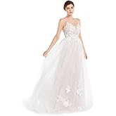 Sorayan Women's Wedding Dresses Appliques Boho Beach Sexy Spaghetti Straps Lace Bridal Gowns Open Back