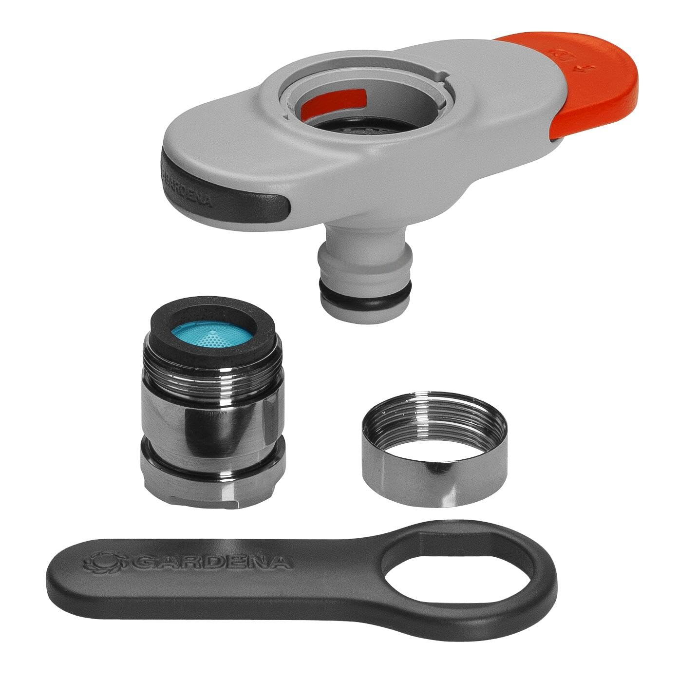 Gardena tap Connector for Indoor taps: Connection for Indoor taps, Including Adapter for Aerator Head, Spanner for Easy Fitting, for Kitchen and Bathroom (18210-20)