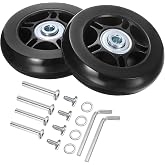 uxcell Luggage Wheels Replacement 70 x 19mm/2.8" x 0.8" Rubber Swivel Caster Bearing Wheels Repair Kits for Suitcase Inline Outdoor Skate, Black 1Set